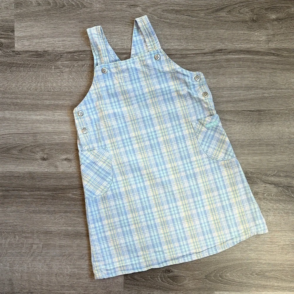 OshKosh B'gosh blue plaid vintage overall dress